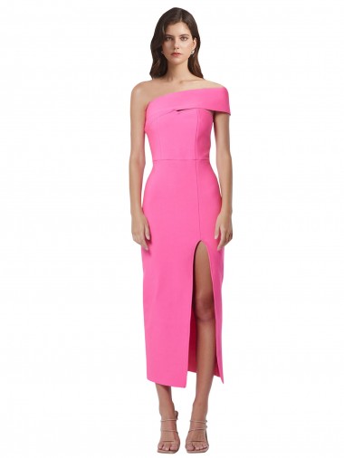 Fuchsia Sheath One Shoulder Midi Length Formal Evening Dress Canada Online