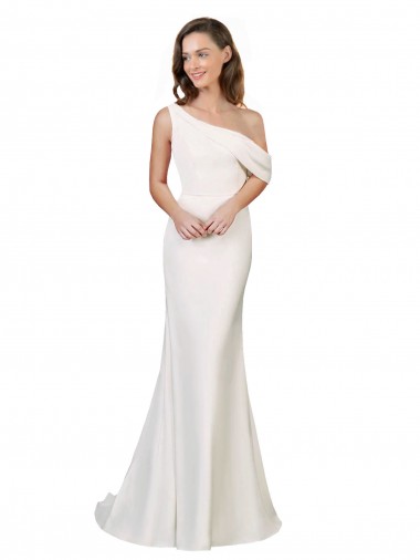 Ivory Sheath One Shoulder Sweep Train Formal Evening Dress Canada Online