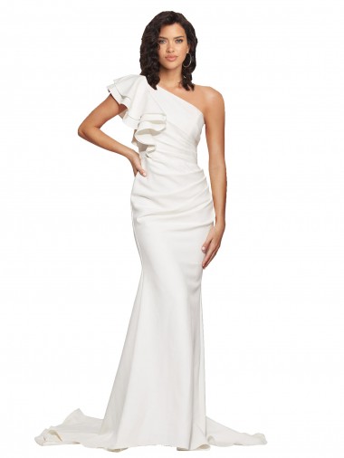 Ivory Sheath One Shoulder Sweep Train Semi Formal Evening Dress Canada Online