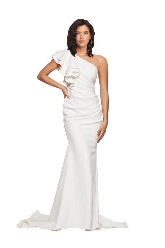 Ivory Sheath One Shoulder Sweep Train Semi Formal Evening Dress Canada Online