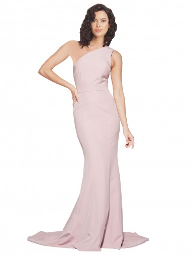 Mauve Sheath One Shoulder Sweep Train Semi Formal Evening Dress Canada Online