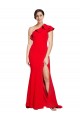 Red Sheath One Shoulder Sweep Train Semi Formal Evening Dress Canada Online