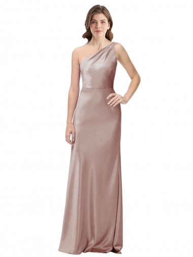 Open Back Dusty Pink Sheath One Shoulder Long Formal Evening Dress Canada Online