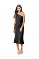 Black Sheath One Shoulder Midi Length Black Tie Evening Dress Canada Online