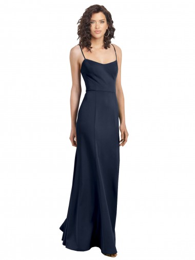 Low Back Dark Navy Sheath Scoop Neck Long Formal Dress Canada Online