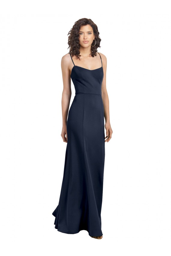 Low Back Dark Navy Sheath Scoop Neck Long Formal Dress Canada Online