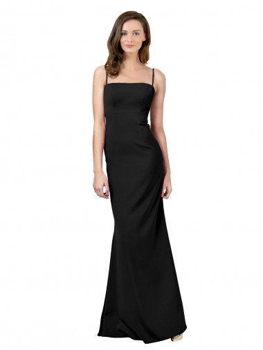 Low Back Black Sheath Square Neck Long Formal Evening Dress Canada Online
