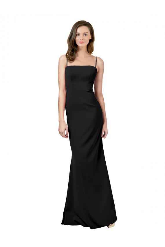 Low Back Black Sheath Square Neck Long Formal Evening Dress Canada Online