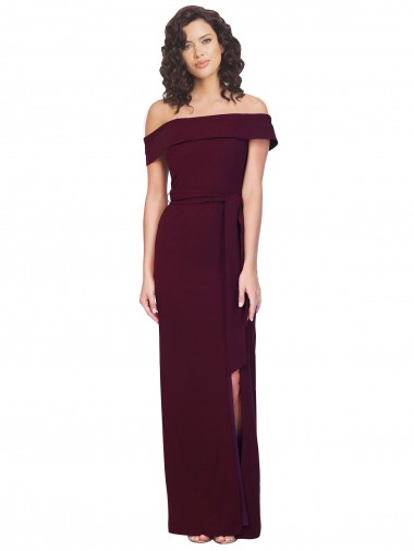 Low Back Burgundy Gold Sheath Square Neck Long Formal Evening Dress Canada Online