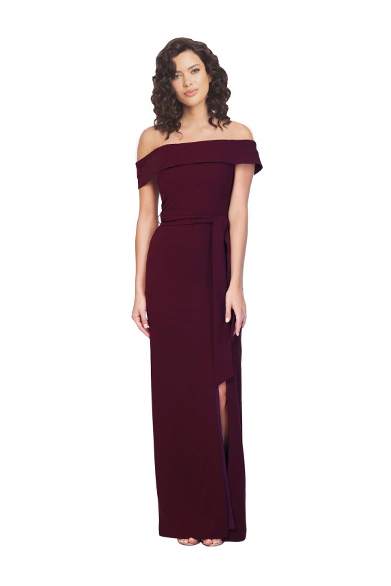 Low Back Burgundy Gold Sheath Square Neck Long Formal Evening Dress Canada Online