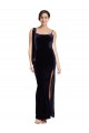Low Back Dark Navy Sheath Square Neck Long Formal Evening Dress Canada Online