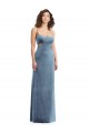 Low Back Dusty Blue Sheath Square Neck Long Formal Evening Dress Canada Online