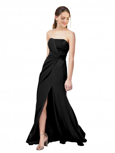 Low Back Black Sheath Strapless Long Formal Dress Canada Online