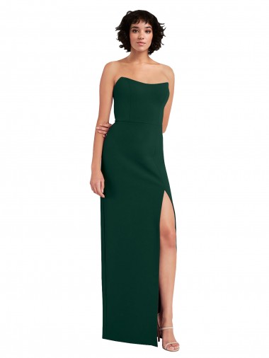 Low Back Midnight Green Sheath Strapless Long Formal Evening Dress Canada Online