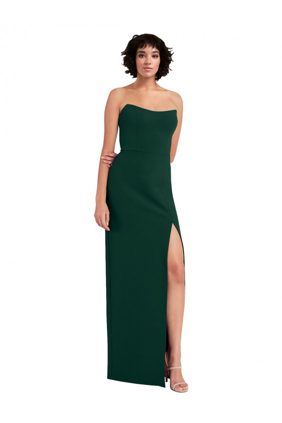 Low Back Midnight Green Sheath Strapless Long Formal Evening Dress Canada Online