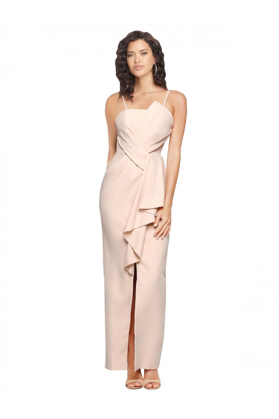 Low Back Nude Sheath Strapless Long Semi Formal Evening Dress Canada Online