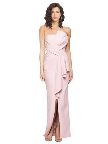 Low Back Pink Sheath Strapless Long Formal Dress Canada Online