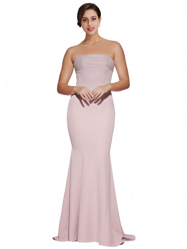 Low Back Mauve Sheath Strapless Sweep Train Formal Evening Dress Canada Online