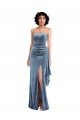 Low Back Dusty Blue Sheath Strapless Long Formal Evening Dress Canada Online