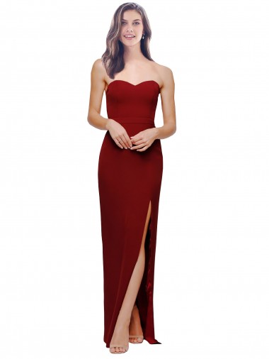 Low Back Burgundy Sheath Sweetheart Long Evening Dress Canada Online