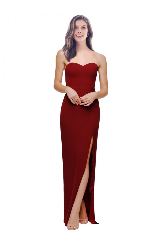 Low Back Burgundy Sheath Sweetheart Long Evening Dress Canada Online