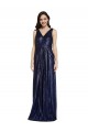 V-Back Dark Navy Sheath V-Neck Long Formal Evening Dress Canada Online
