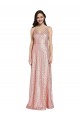 Low Back Rose Gold Sheath V-Neck Long Formal Evening Dress Canada Online