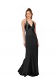 Open Back Black Sheath V-Neck Long Black Tie Evening Dress Canada Online