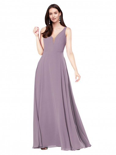 V-Back Dark Lavender Sheath V-Neck Long Formal Evening Dress Canada Online