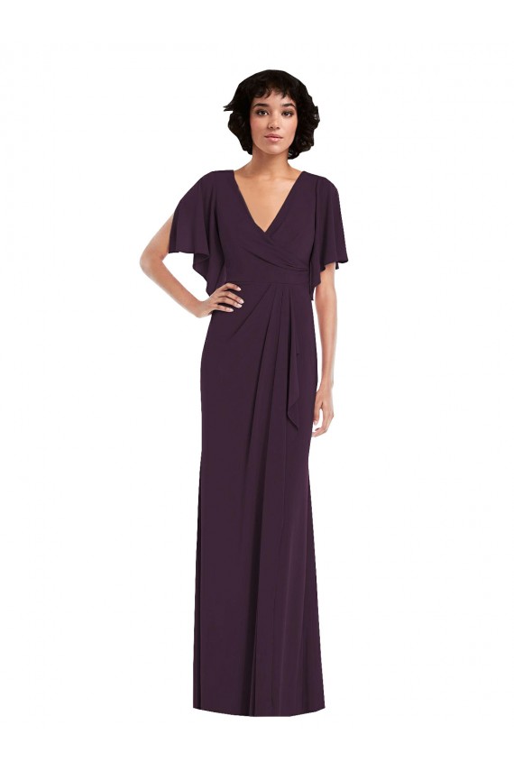 Grape Sheath V-Neck Long Formal Evening Dress Canada Online