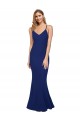 Open Back Royal Blue Sheath V-Neck Long Formal Dress Canada Online
