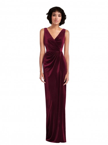 Burgundy Sheath V-Neck Long Semi Formal Evening Dress Canada Online