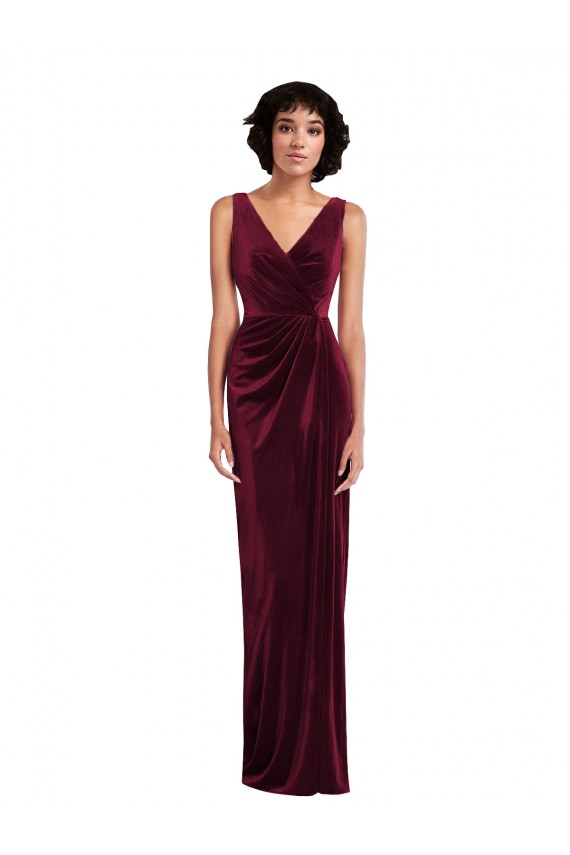 Burgundy Sheath V-Neck Long Semi Formal Evening Dress Canada Online