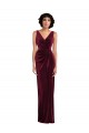 Burgundy Sheath V-Neck Long Semi Formal Evening Dress Canada Online