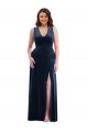 Dark Navy Sheath V-Neck Long Plus Size Formal Evening Dress Canada Online