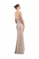 V-Back Silver Sheath V-Neck Long Formal Evening Dress Canada Online