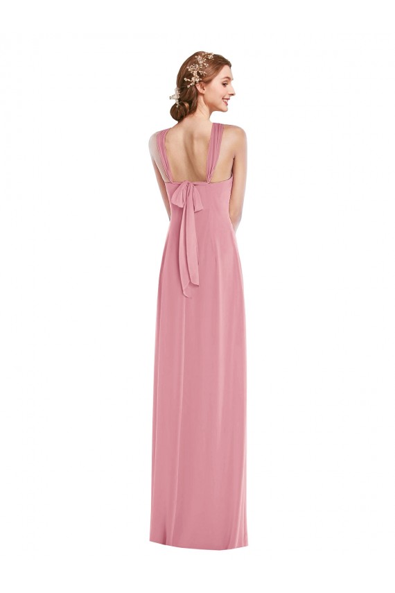 Open Back Skin Pink A-Line Halter Neck Long Semi Formal Evening Dress Canada Online