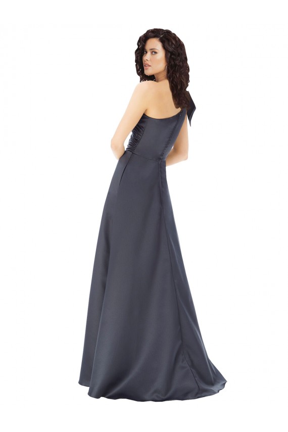 Satin A-Line One Shoulder Sleeveless Long Formal Evening Dress Canada Online