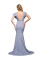 V-Back Smoke Blue Mermaid Round Neck Sweep Train Formal Evening Dress Canada Online