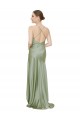 Open Back Smoke Green A-Line Cowl Neck Long High Low Evening Dress Canada Online
