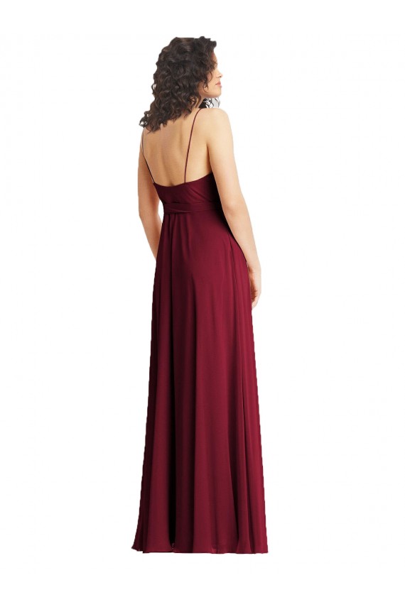 Smoke Green Trumpet V-Neck Long Formal Evening Dress Canada Online