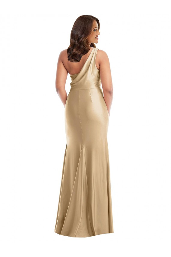 Soft Gold Mermaid One Shoulder Long Plus Size Formal Evening Dress Canada Online