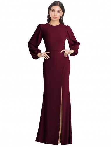 Open Back Burgundy Gold Trumpet Bateau Neck Long Formal Dress Canada Online