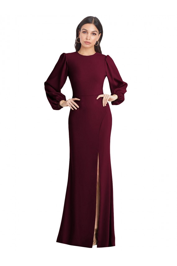 Open Back Burgundy Gold Trumpet Bateau Neck Long Formal Dress Canada Online