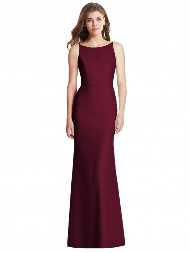 Open Back Burgundy Gold Trumpet Bateau Neck Long Semi Formal Evening Dress Canada Online