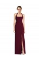 Open Back Burgundy Gold Trumpet Halter Neck Long Semi Formal Evening Dress Canada Online