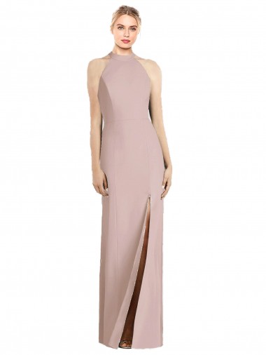 Open Back Dusty Pink Trumpet Halter Neck Long Semi Formal Evening Dress Canada Online
