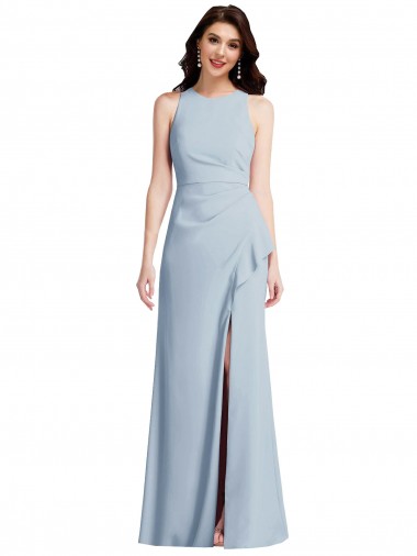 Light Sky Blue Trumpet Halter Neck Long Formal Dress Canada Online