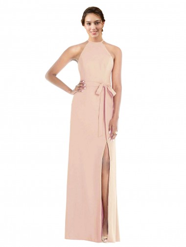 Open Back Nude Trumpet Halter Neck Long Formal Evening Dress Canada Online