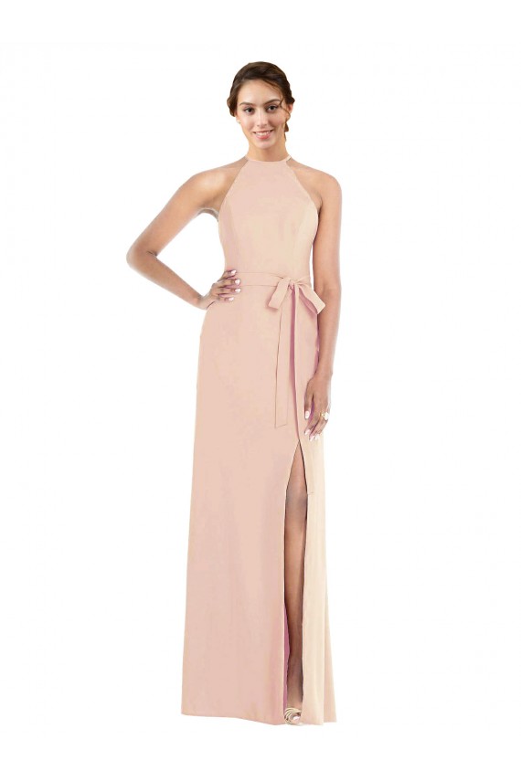 Open Back Nude Trumpet Halter Neck Long Formal Evening Dress Canada Online